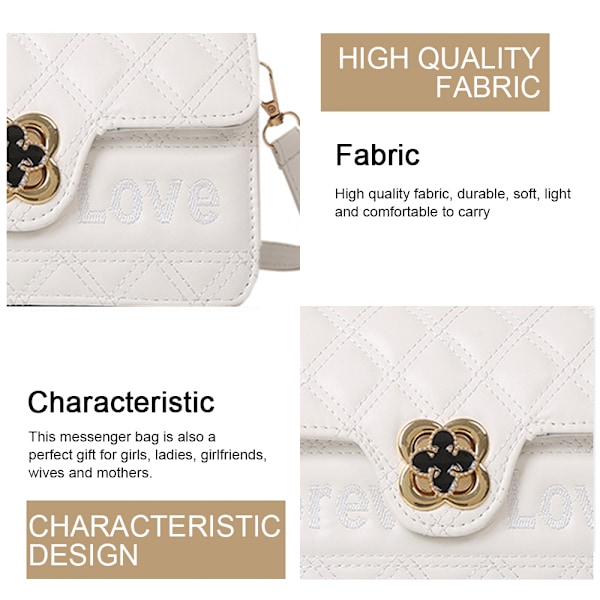 Liten quiltad crossbody-väska och handväska med flik, kedjeskulderrem för kvinnor