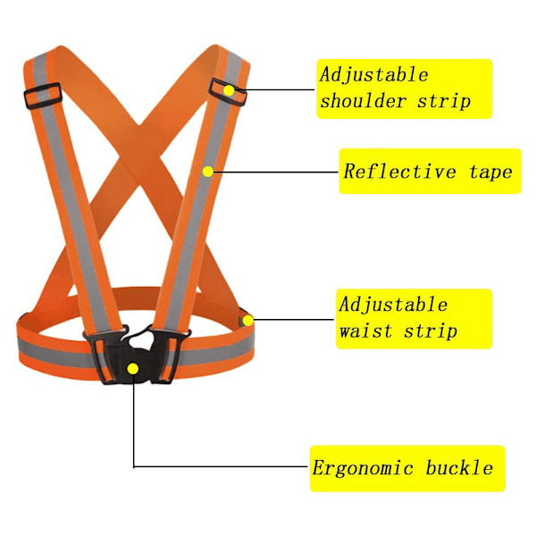 Reflekterande Väst Säkerhetsutrustning Hög Synlighet & Fullt Justerbar med 2 Reflekterande Armband för Löpning Jogging Cykling Promenader på Natten