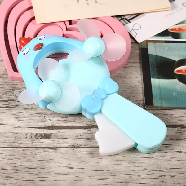 New Handheld Cute Cartoon Chicken Portable Mini Hand Operated Fans Children Toys Blue