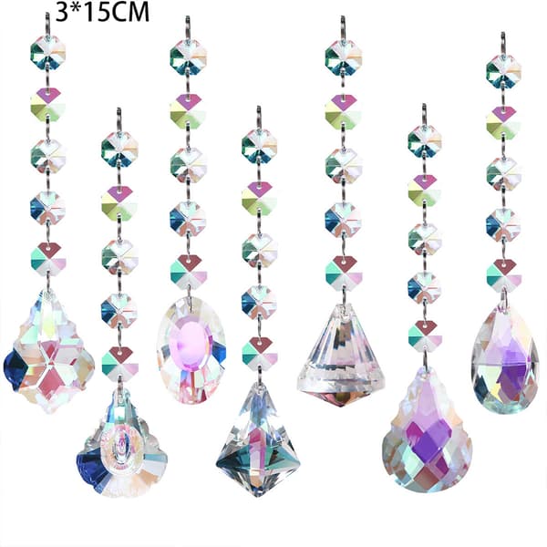 Strålende K9 Krystallpynt, Elegant Hjem- og Hagedekorasjon for Lysekroner Lamper Lys, Morsom DIY Montering Regnbuemaker (7 stk)