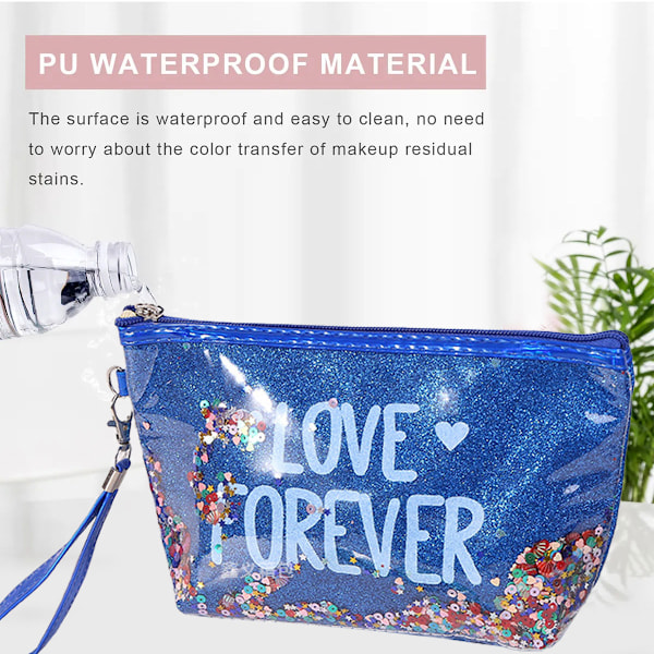 Sequin Trykt Alfabet Makeup Taske Tegneserie Kosmetik Toiletry Travel Organizer Taske Hexagon Tote