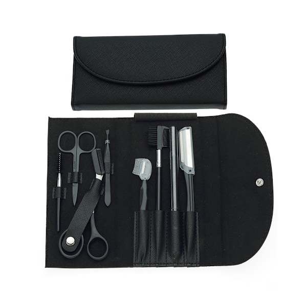 8 stk. Øjenbryn Styling & Plejesæt, Øjenbryn Saks, Øjenbryn Blyant, Øjenbryn Børste Trimmer, Børste, Skønhedsværktøjs Sæt med Lædertaske