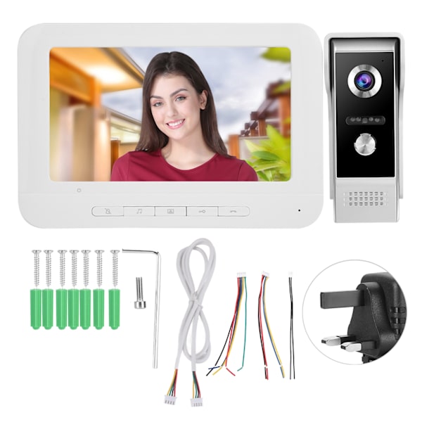 7 tum HD Videodörrtelefon Dörrklocka Intercomkamera Monitor Hem Säkerhetssystem 100‑240V