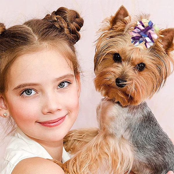 Små Hundehårbånd Krøllet Yorkie Topknude Kat Hvalpe Hårtilbehør Bånd Grooming Tilbehør