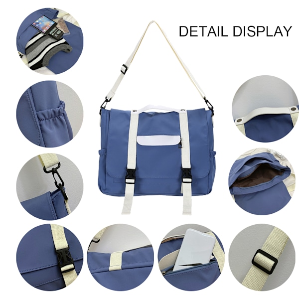 Canvas axelväska, avslappnad crossbody-väska för högskolestudenter