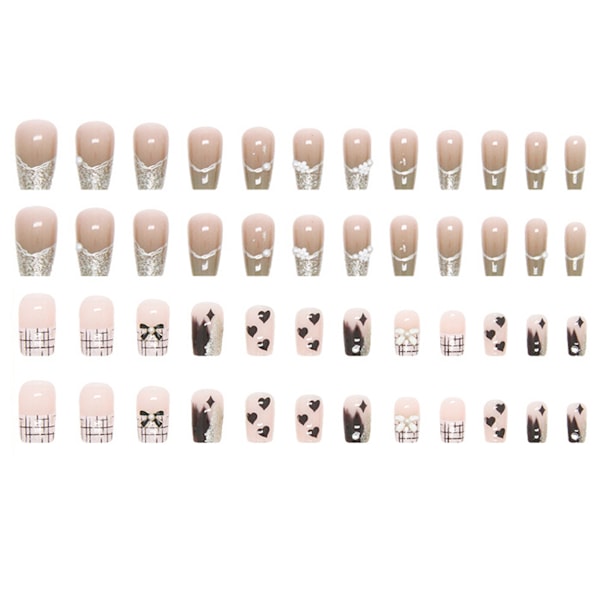 To sæt lange neglekunst korte trapeze negledekoration neglepatch færdig produkt gratis negleværktøjer