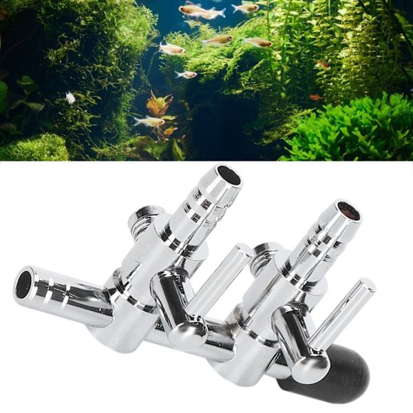 Akvarium Luftflödeskontrollventil i Rostfritt Stål, 2 Huvuden, Tillbehör till Fisktankar