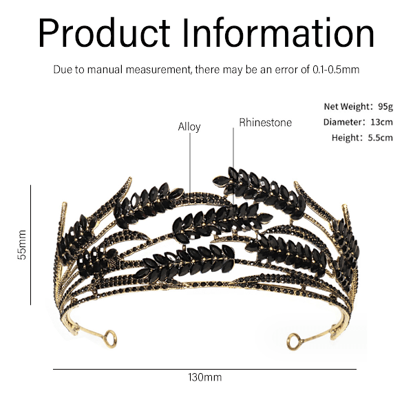 Bryllupshovedpynt til bruden - Hårpynt Bryllupshovedbånd Tiara Bladhovedbånd Krone Tiara Brudesølvhovedpynt