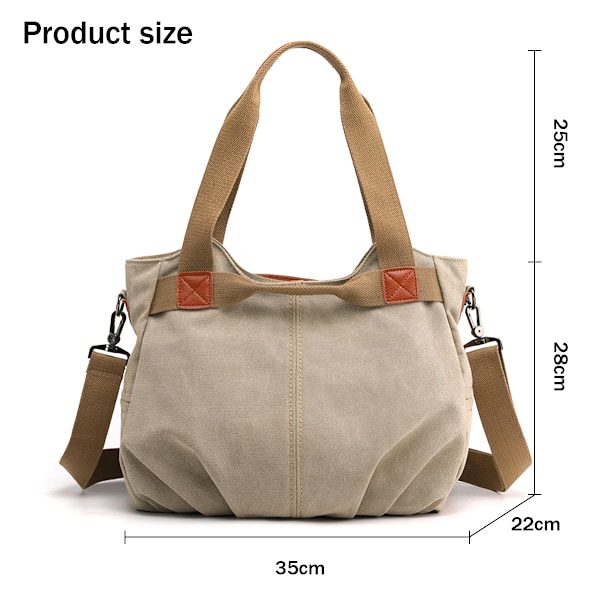 Damväska i Canvas, Tote, Axelväska, Crossbody, Vintage, Flera Fack