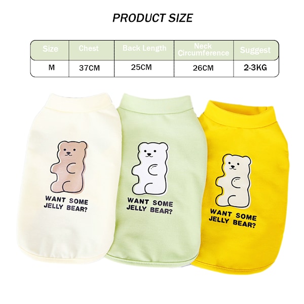 3 stk. Hundetøj til Små Hunde Piger, Hvalpe Ærmeløs Vest, Sommer Kæledyr Outfits, Trykt Hund T-shirts, Sød Cool Sweatshirt (Bjørn, 4 Størrelser)