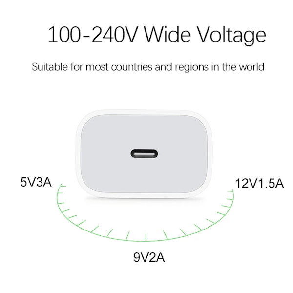 USB-C, Strömförsörjning, Typ C, snabbladdare, Kabel 1M - USB-C Cable