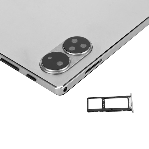 2-i-1 10,1 Tums surfplatta för Android 12 8-kärnig CPU 8 GB 256 GB 5G WiFi 4G samtalstablett med tangentbordsfodral 100‑240V Grå EU-kontakt