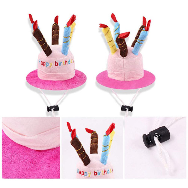 Lemmikkieläinten syntymäpäivähattu säädettävä lyhyt plushikoiran hattu kuin syntymäpäiväkakku sopii useimmille koirille ja kissoille