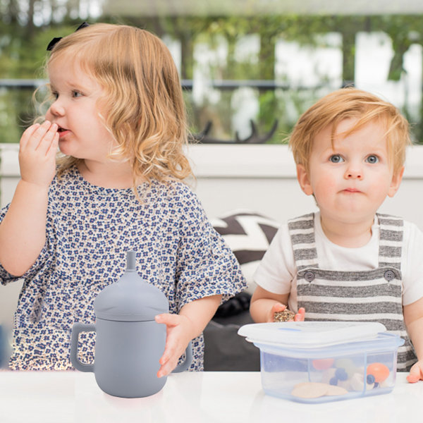 Silikon Sippy Cup med Blød Tud, Spildsikker Låg, Anti-Skrid