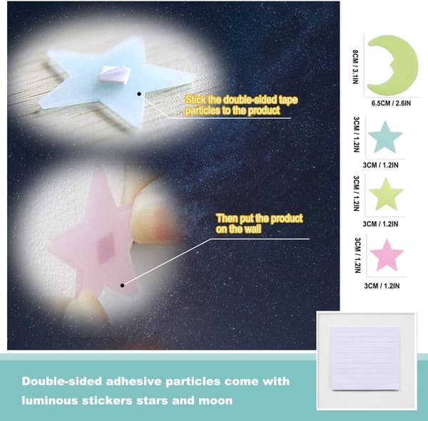 Selvlysende stjerner til loft, realistisk stjernehimmel 3D-glødende stjerner, skab et magisk univers til børneværelsesindretning