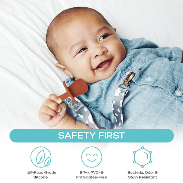 Babyske træningsske Silikon Ske til Baby Selvudvikling Blød, Sikker Silikon; Opvaskemaskinefast