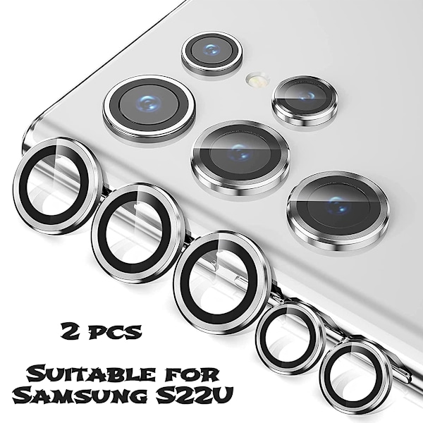 2x Sølv Samsung S22 Ultra Kamera Linsebeskyttelse Transparent one size