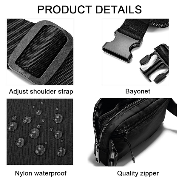 Mode Waistpack för Kvinnor och Män - Liten Bältesväska med Justerbar Rem för Löpning, Resor och Vandring