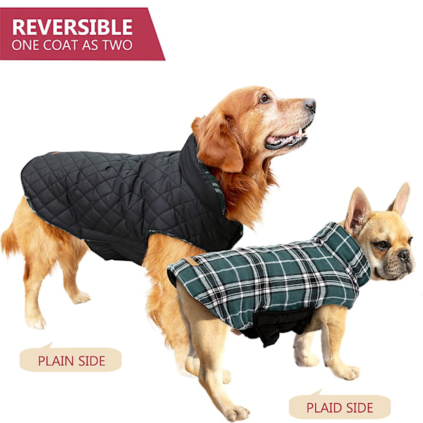 Vandtætte Hundejakker til Hunde Vindtætte Koldvejrjakker Hundetøj Reversibel Britisk Stil Tartan Hundetrøjer