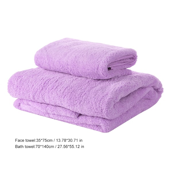 2 kpl / setti Mikrokuitu Vahva Imeytyvä Pehmeä Kylpypyyhe & Kasvopyyhe Pesulappu (Violetti)