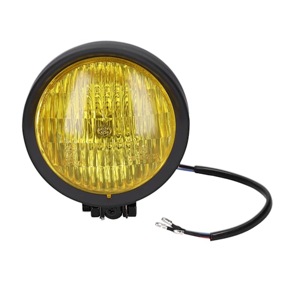 5-i-1 12V Motorcykel Forlygte Rund Gul Linse Sort Hus Universal til Retro Motorcykler