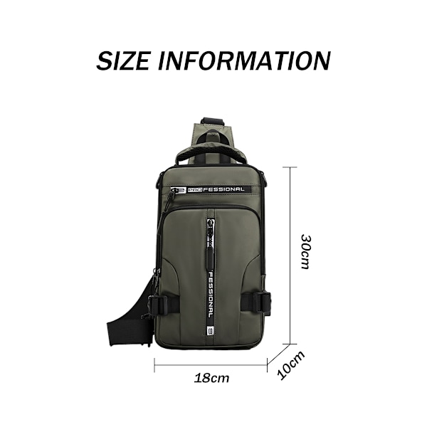 Nylon Messenger Bag med USB Opladningsport Vandafvisende Crossbody Sling Bag Rejse Brysttasker Casual Dagpakke til Mænd