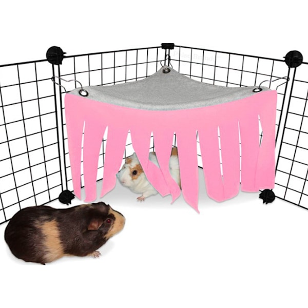 Hamsterin, marsun ja kanin riippumato, tupsuinen kulma-asunto, piilopaikka, teltta, pesä, lemmikkieläinten piilopaikka, vaaleanpunainen/vaaleansininen/fluoresoiva vihreä