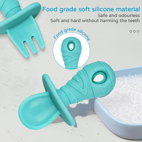 Baby Selvfodringsske og Gaffel Træningsbestik Måneder Baby Led Weaning Anti-Kvælnings Skeer & Gaffler