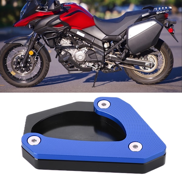 Motorcykel Støttefod Forlængelse Støtteplade Aluminium Legering Udskiftning til Suzuki V STROM 650XT DL650 2004‑2020 Blå