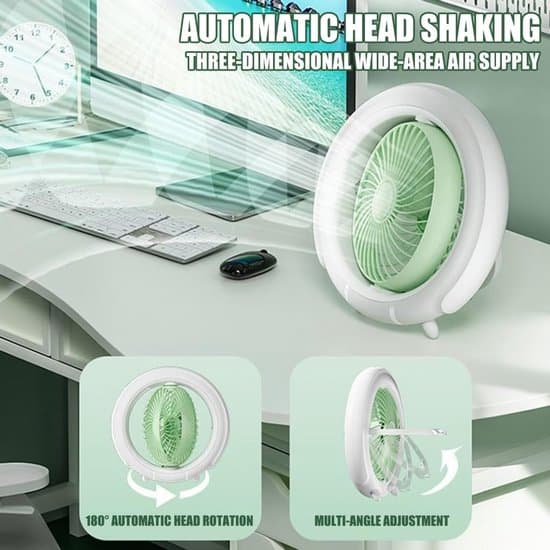 Table Fan - Cordless Table Fan - Portable Oscillating Fan - 180-Degree Automatic Oscillation - Three Speed Settings - Quiet Design - With