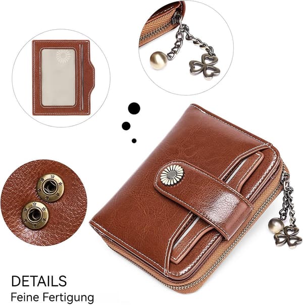 Soft Genuine Leather Wallet, Secure Coin Pocket With Advanced RFID Blocking For Women's Travel Essentials, Compact Bi-fold For On-The-Go Convenience