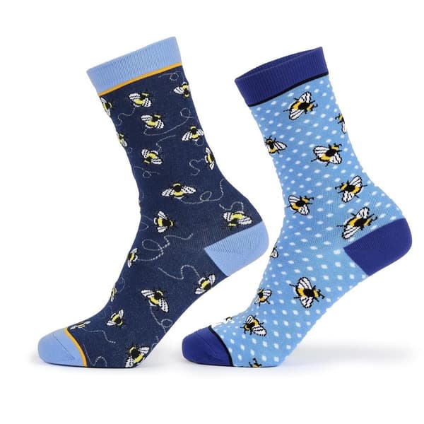 Aubrion Bambu Bisokker til damer (2-pak) One Size Blå/Gul Blue/Yellow One Size
