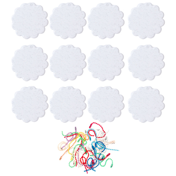 40 stk Akryl Blanks med 50 Fargerike Perlekjeder, Transparent Glitter Akryl DIY Ornament Blanks for Nøkkelring Håndverk Hengende Juledekor