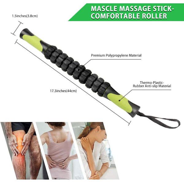 Muskelvals Massagepinne för Idrottare, Djupvävnadskroppsmassagepinne, Vadenvals, Ryggbensmassager för Smärtlindring & Återhämtning av Ömma Muskler
