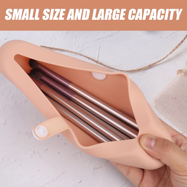 Rejsemakeupbørsteholder, Silikon Makeupbørste Organizer Case Bærbar Makeuptaske Kosmetikpose til Kvinder
