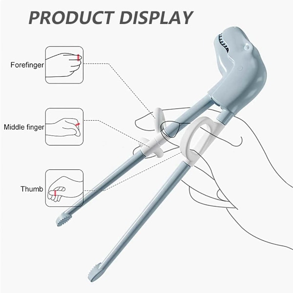 Två par dinosaurie-träningspinnar för barn, som hjälper till med ätandet och kan återanvändas