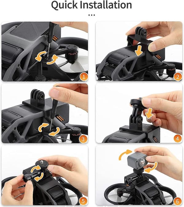 Kameramontering til DJI Avata, til Action Camera Holder Adapter Tilbehør, til DJI Avata/DJI Action 2/Insta360 Go 2/Insta360 Go