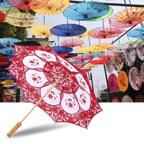Bambu vackert mönster spets paraply dans paraply hem