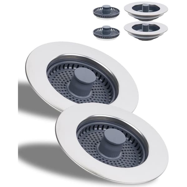 2-delt vaskesil og propkombination - Universal 3-i-1 rustfrit stålskal med anti-tilstopningssi, nem installation til 70-[HK][TT]