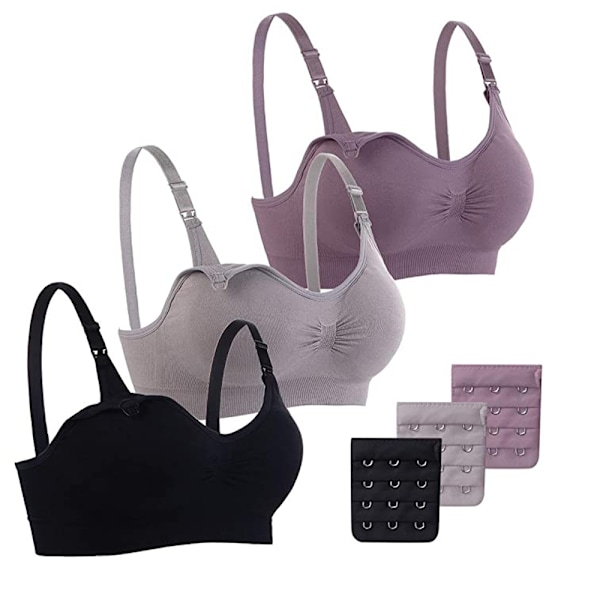 3 kpl Nylon Seamless Maternity Nursing Bra -pehmusteilla ja pidennyshihnoilla