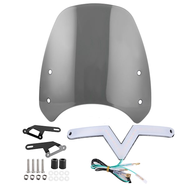 5‑7 tommers Vindskjerm med LED Blinklys Lampe Universal for Motorsykkel Svart