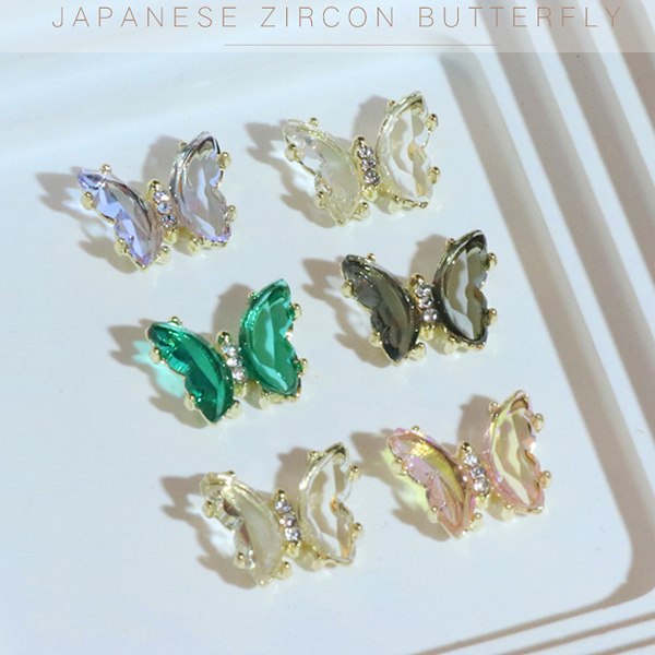 10 Krystal Sommerfugl Manicure Zirkon Sommerfugl Negle Tilbehør diy Negle Tilbehør