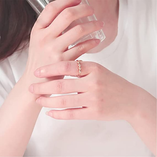 2 stk. Kvinders Justerbare Angst Ringe med Perler Stressaflastende Ring, Spinner Ring, Meditation Ring