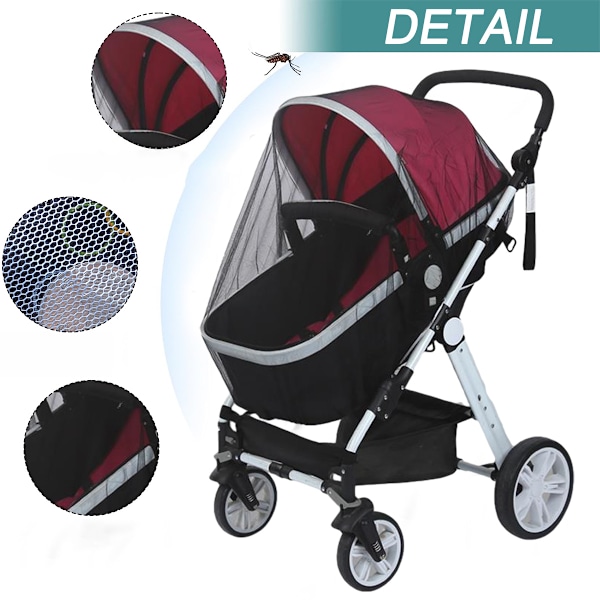 Myggnät för barnvagn - 3-pack Hållbart Myggnät för Barnvagn - Myggnät för Barnvagnar, Vaggor, Spjälsängar, Lekhagar och Bärbara Minispjälsängar