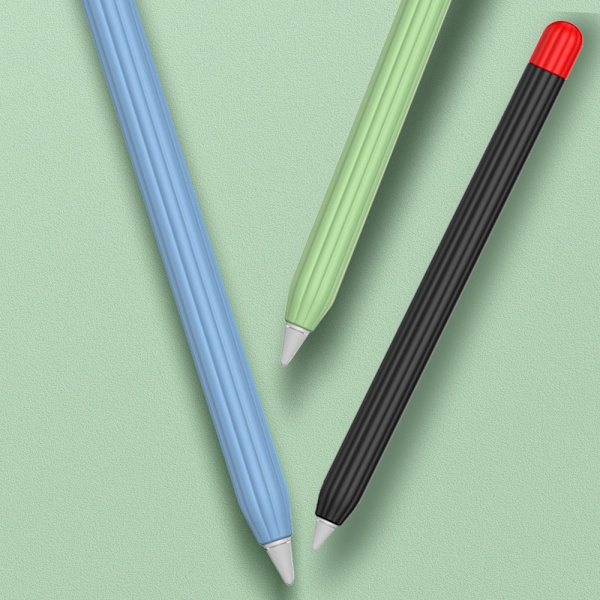 Silikonfodral för Apple Pencil 1:a generationen, pennfodral + tvåfärgat pennlock