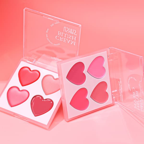 Hjerteformet mat blush naturlig firefarvet cremeblush