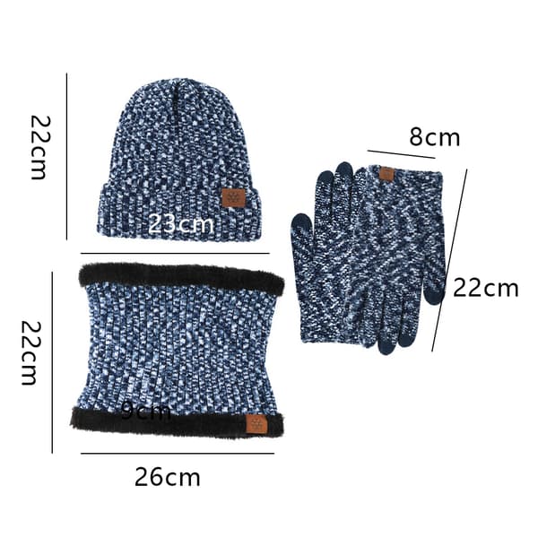 Halsedisse Touchscreen Handsker Stor Hat Halsedisse Handsker Sæt Tyk Strikket Hue Black+blue+white