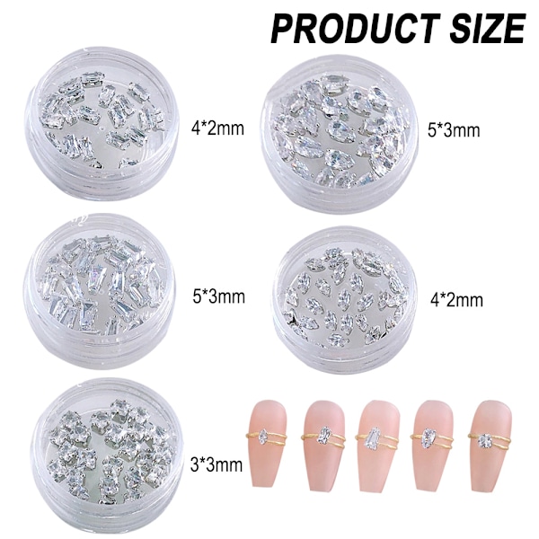 100 stycken nagelcharms strass nagelcharms nagelsmycken 3D kristall metall nagelstenar