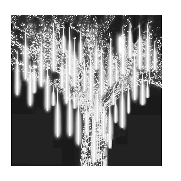 Roytong Meteor Shower Rain Lights, LED istappar med hög ljusstyrka, vattentät och kaskadbar, 30 cm 8 rör 192 glödlampor, till jul