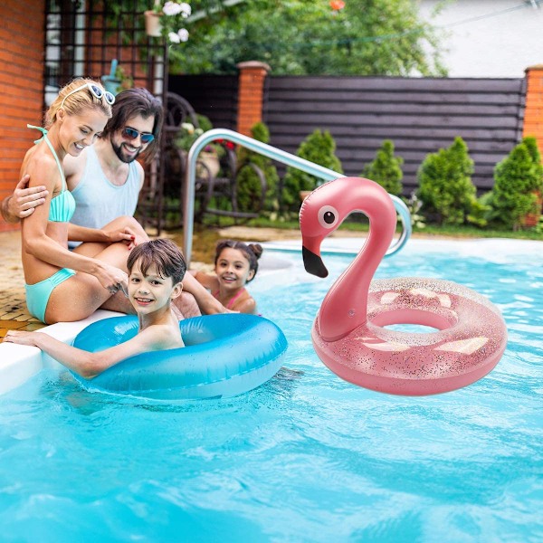 Svømme Ring Pool Float, Flamingo Form Oppustelig Pool Float Med Glitter, Oppustelig Fritids Raft Tube Svømme Ring Sommer Børn Pool Legetøj